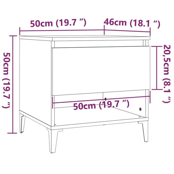 Sidobord betonggrå 50x46x50 cm konstruerat trä