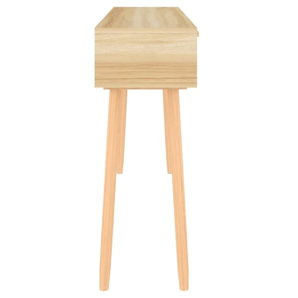 konsolbord 105x30x75 cm massivt fyrretræ naturlig rattan brun