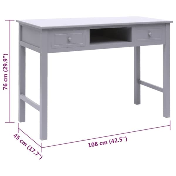 Skrivbord grå 108x45x76 cm massivt kejsarträ