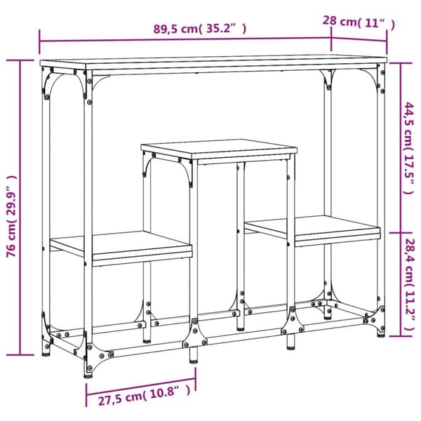 Konsolbord svart 89,5x28x76 cm konstruerat trä