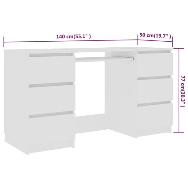 skrivebord 140x50x77 cm konstrueret træ hvid