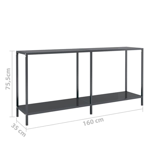 konsolbord 160x35x75,5 cm hærdet glas sort