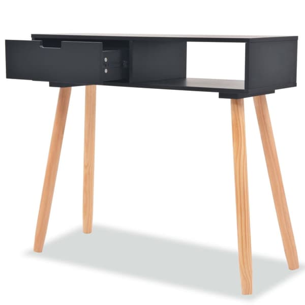 konsolbord massivt fyrretræ 80 x 30 x 72 cm sort