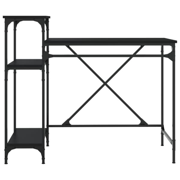 skrivebord m. hylder 105x50x90 cm konstrueret træ og jern sort