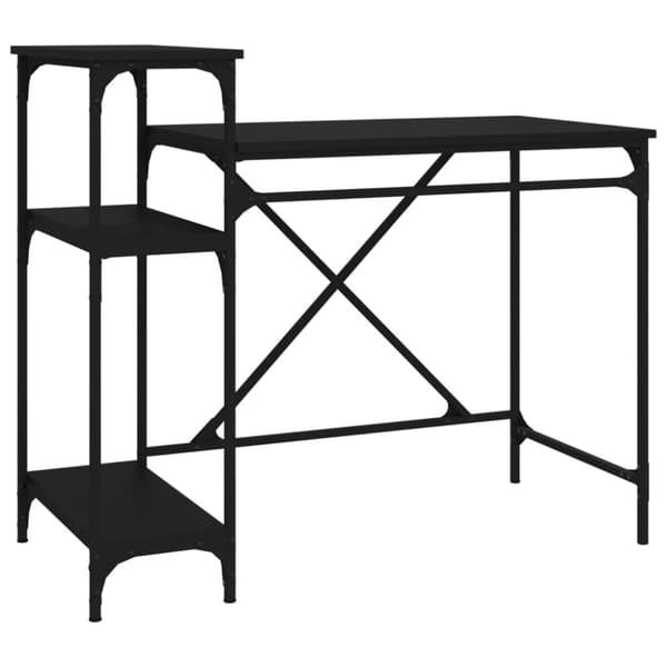 skrivebord m. hylder 105x50x90 cm konstrueret træ og jern sort