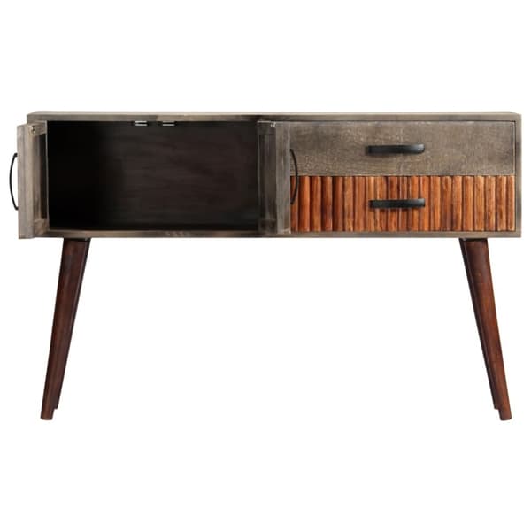 konsolbord 120 x 35 x 75 cm massivt ru mangotræ grå
