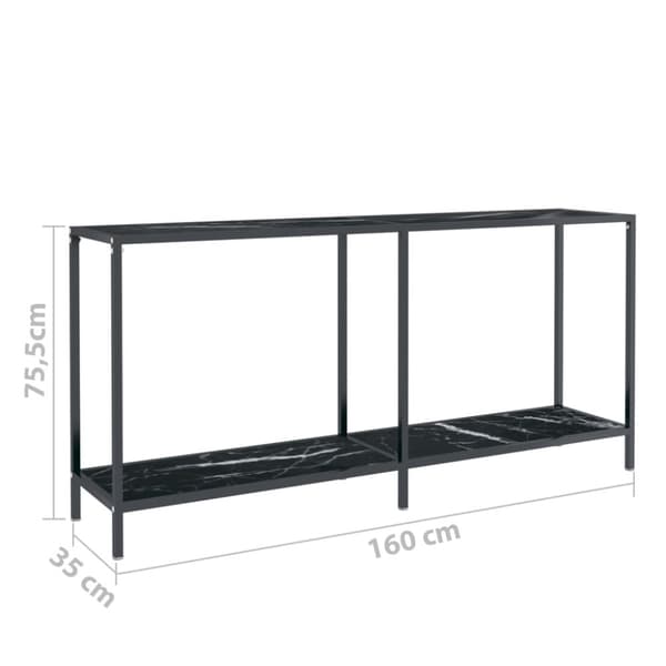 konsolbord 160x35x75,5 cm hærdet glas sort