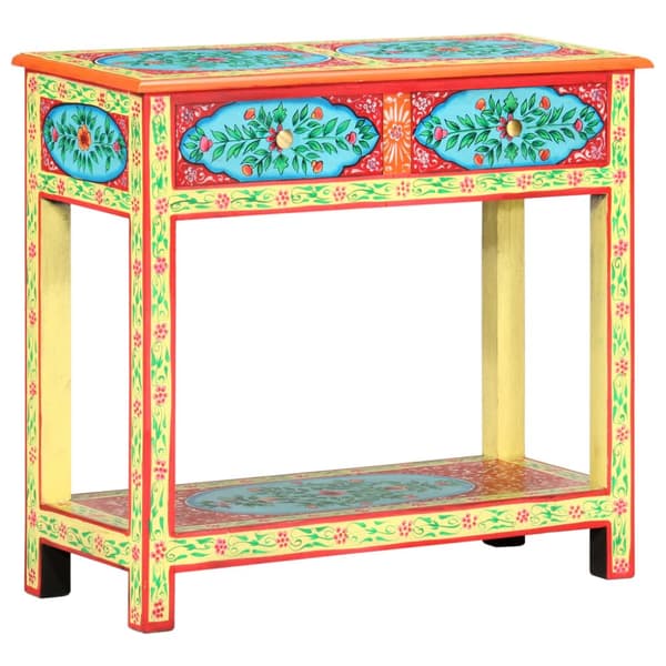 Käsinmaalattu konsolipöytä 80x35x75 cm täysi mangopuu