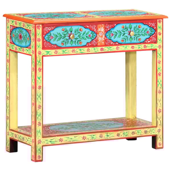 Käsinmaalattu konsolipöytä 80x35x75 cm täysi mangopuu