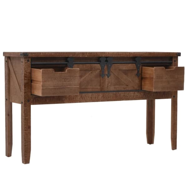 konsolskab i massivt grantræ 131 x 35,5 x 75 cm brun