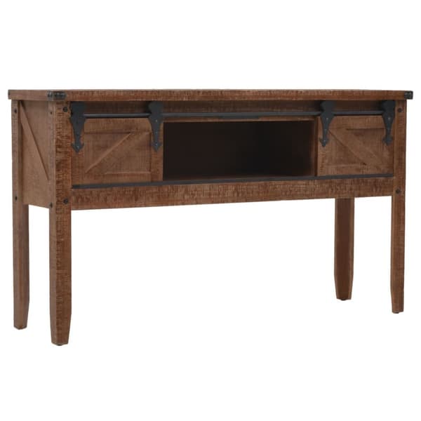 konsolskab i massivt grantræ 131 x 35,5 x 75 cm brun