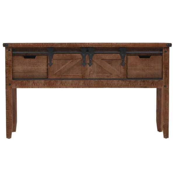konsolskab i massivt grantræ 131 x 35,5 x 75 cm brun