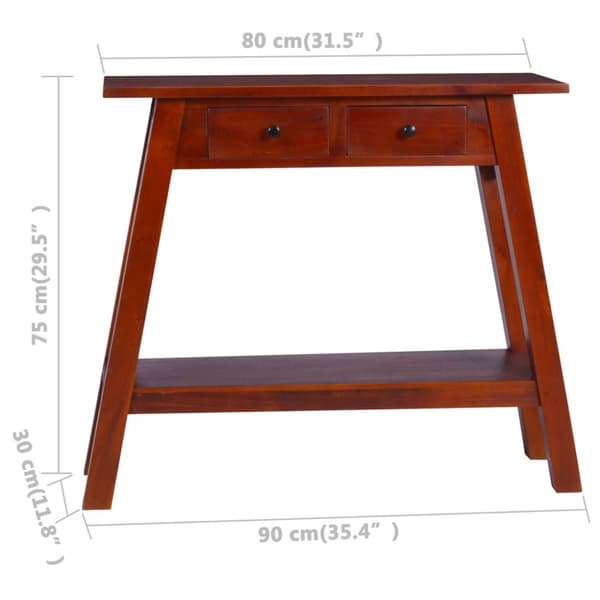 konsolbord 90x30x75 cm massivt mahognitræ klassisk brun