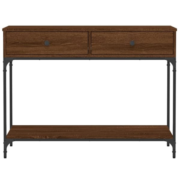 konsolbord 100x34,5x75 cm konstrueret træ brunt egetræ