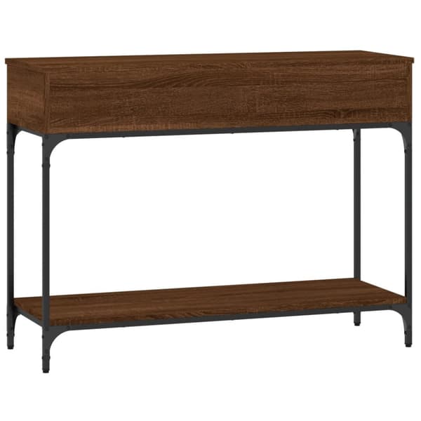konsolbord 100x34,5x75 cm konstrueret træ brunt egetræ