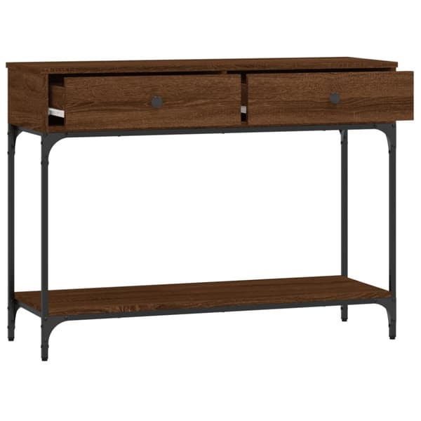 konsolbord 100x34,5x75 cm konstrueret træ brunt egetræ