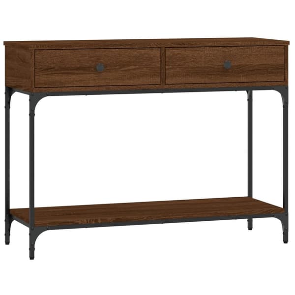 konsolbord 100x34,5x75 cm konstrueret træ brunt egetræ