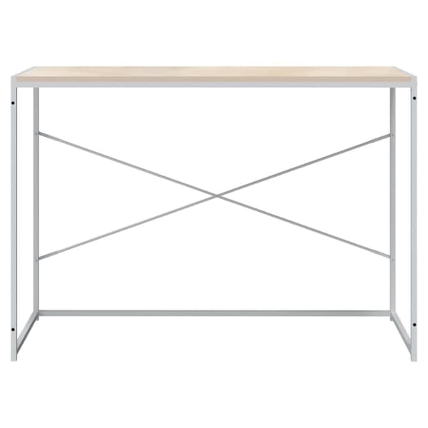 Tietokonepöytä valkoinen ja tammi 110x60x70 cm lastulevy