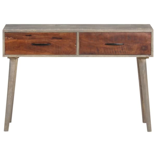 Konsolipöytä harmaa 110x35x75 cm täysi karkea mangopuu