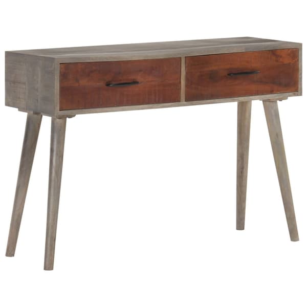 Konsolipöytä harmaa 110x35x75 cm täysi karkea mangopuu