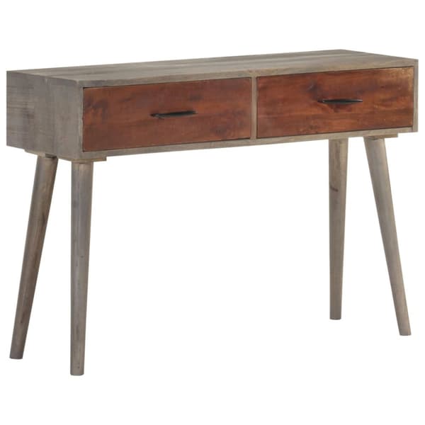 Konsolipöytä harmaa 110x35x75 cm täysi karkea mangopuu