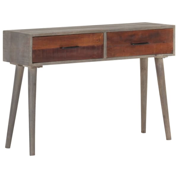 Konsolipöytä harmaa 110x35x75 cm täysi karkea mangopuu