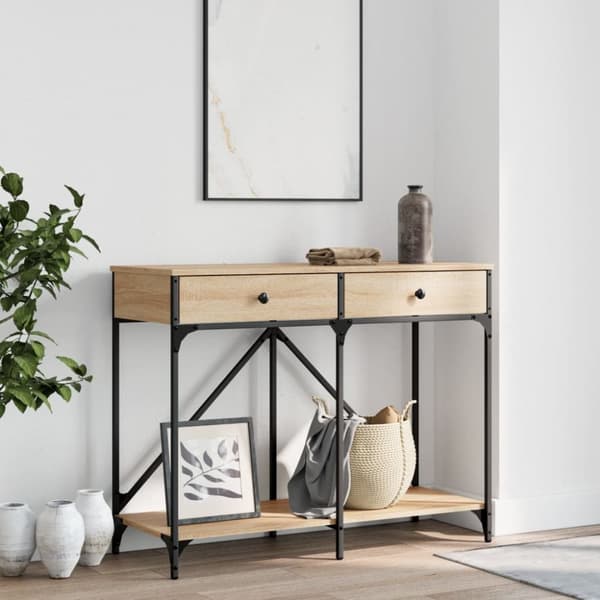 konsolbord 100x39x78,5 cm konstrueret træ sonoma-eg