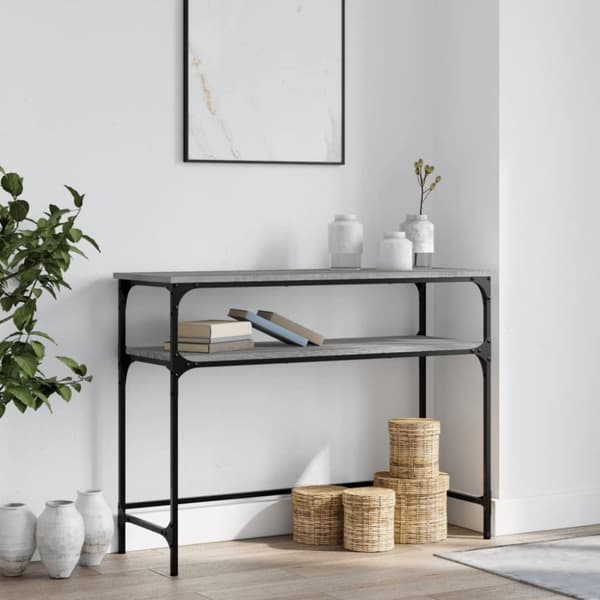 konsolbord 100x35,5x75 cm konstrueret træ grå sonoma-eg
