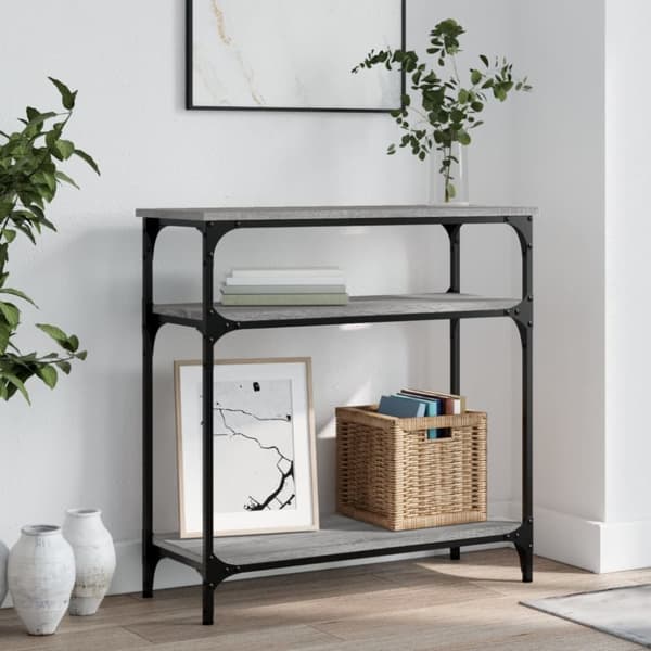 konsolbord 75x29x75 cm konstrueret træ grå sonoma-eg