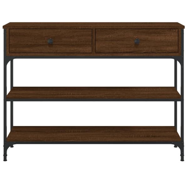 Konsolipöytä ruskea tammi 100x25x75 cm tekninen puu