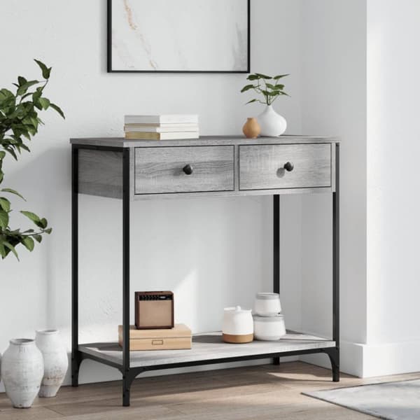 konsolbord 75x34,5x75 cm konstrueret træ grå sonoma-eg