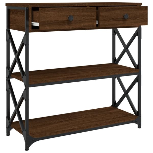 konsolbord 75x28x75 cm konstrueret træ brun egetræsfarve
