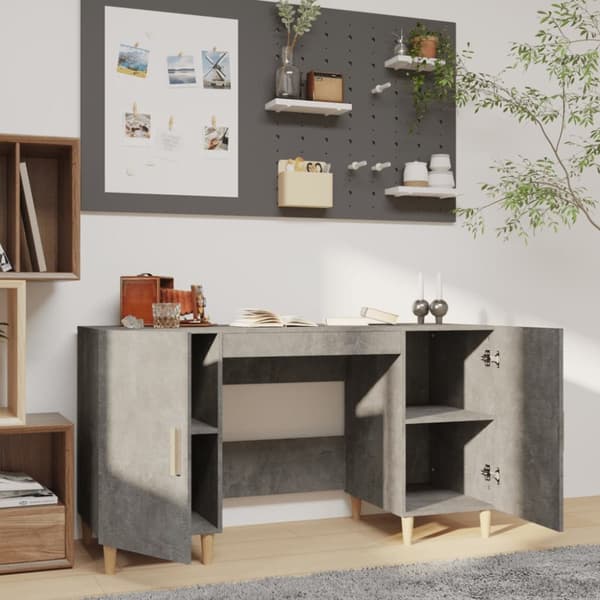 skrivebord 140x50x75 cm konstrueret træ betongrå