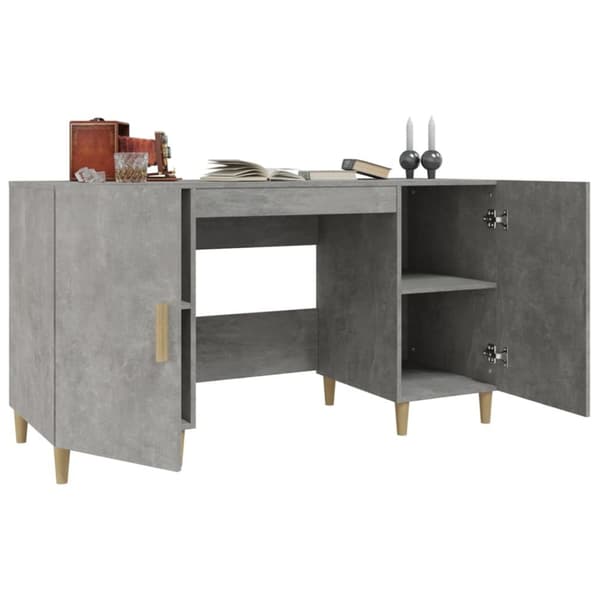 skrivebord 140x50x75 cm konstrueret træ betongrå