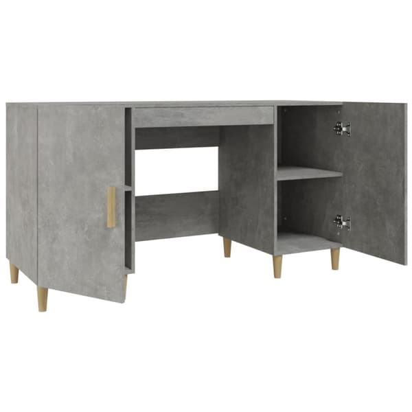 skrivebord 140x50x75 cm konstrueret træ betongrå