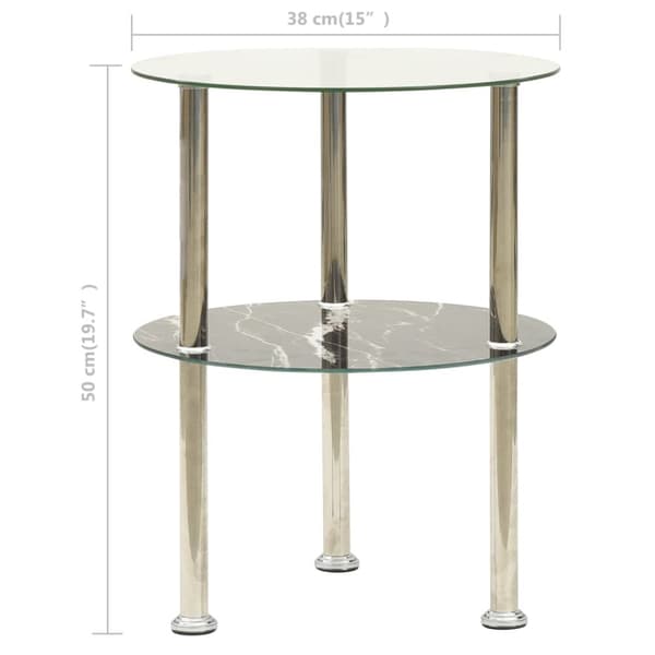 sidebord med hylde 38 cm hærdet glas transparent og sort