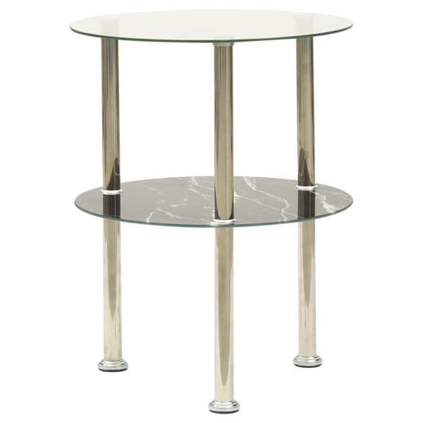 sidebord med hylde 38 cm hærdet glas transparent og sort