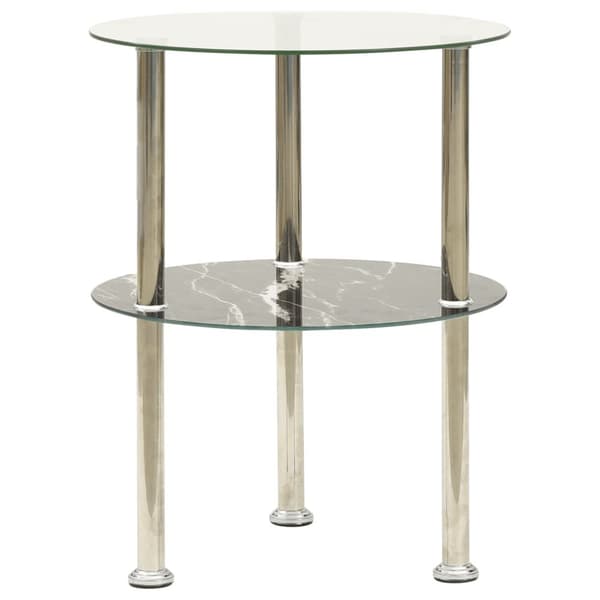 sidebord med hylde 38 cm hærdet glas transparent og sort