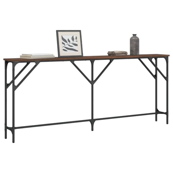 konsolbord 180x23x75 cm konstrueret træ brun egetræ