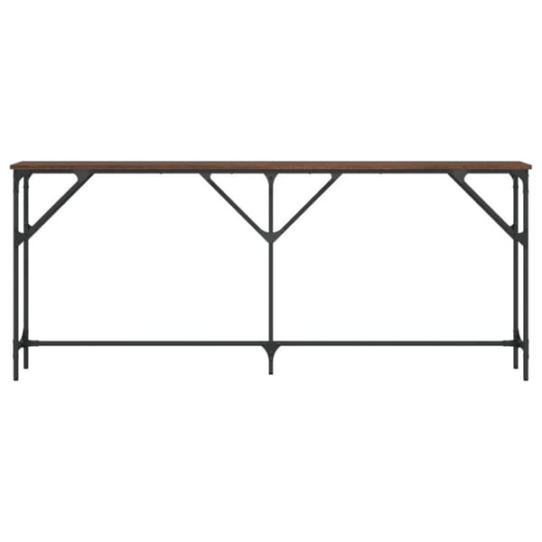 konsolbord 180x23x75 cm konstrueret træ brun egetræ