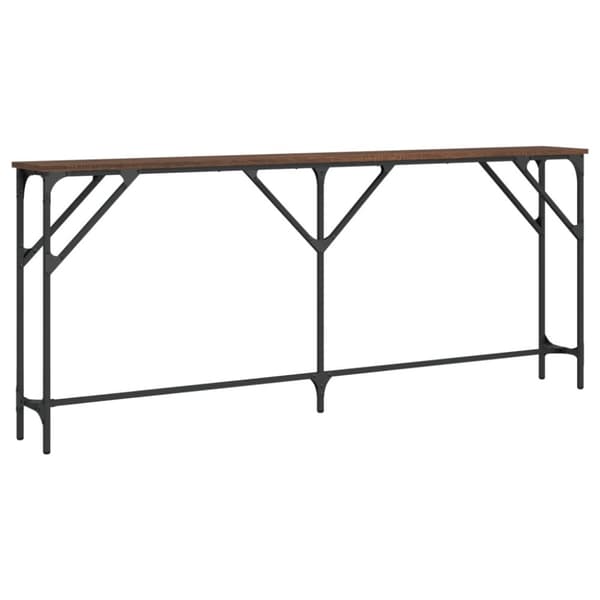 konsolbord 180x23x75 cm konstrueret træ brun egetræ