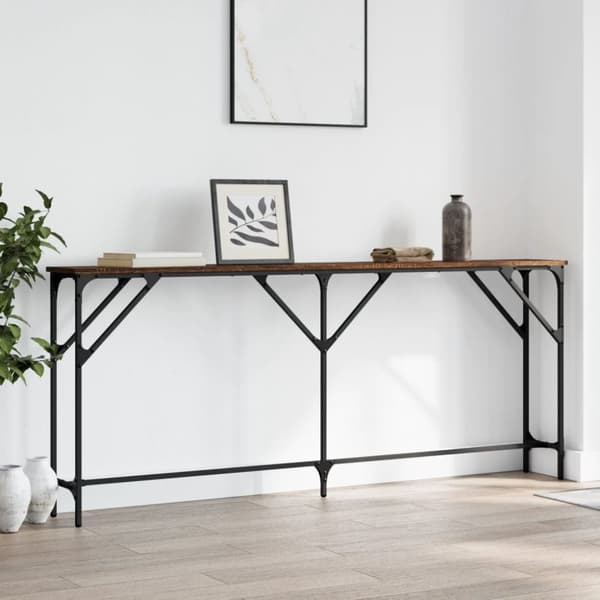 konsolbord 180x23x75 cm konstrueret træ brun egetræ
