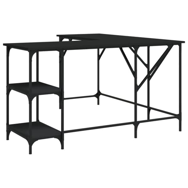 skrivebord 139x139x75 cm konstrueret træ sort