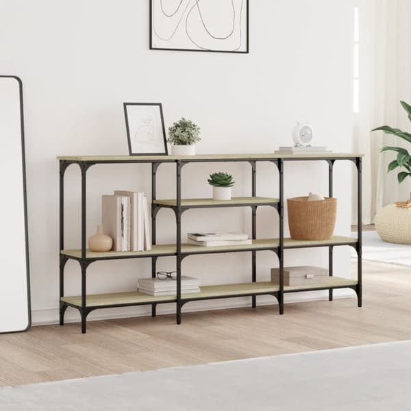 konsolbord 160x29x80 cm konstrueret træ sonoma-eg