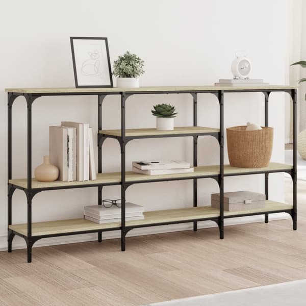 konsolbord 160x29x80 cm konstrueret træ sonoma-eg