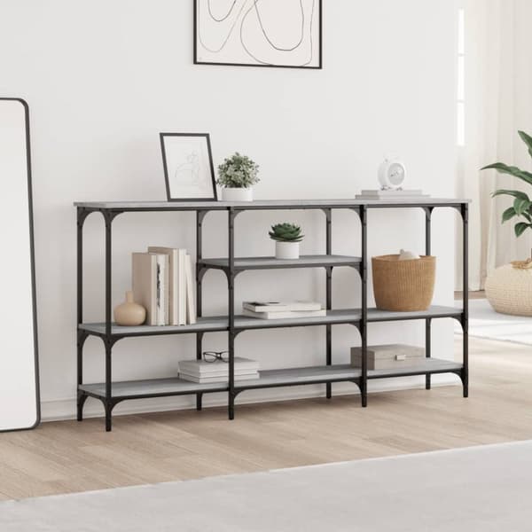 konsolbord 160x29x80 cm konstrueret træ grå sonoma-eg