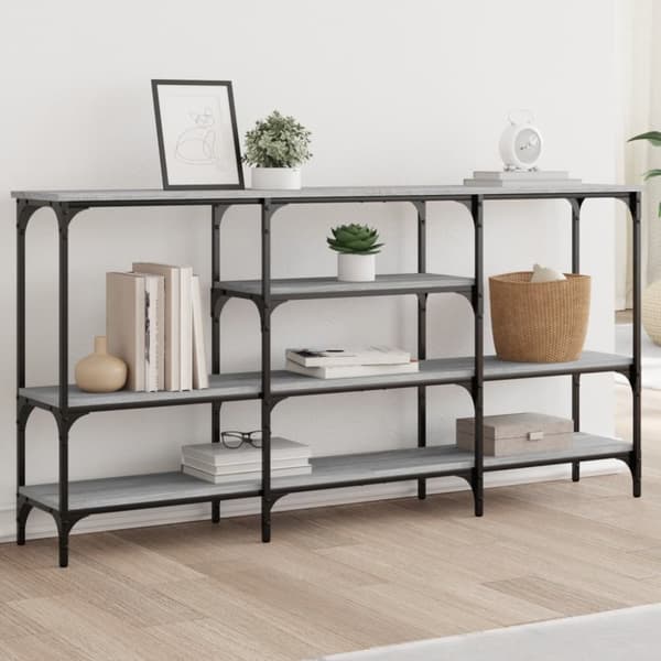 konsolbord 160x29x80 cm konstrueret træ grå sonoma-eg