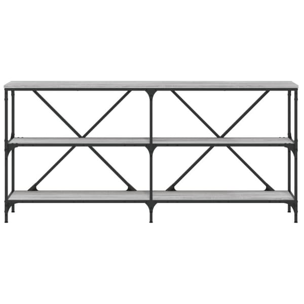 konsolbord 160x30x75 cm konstrueret træ og jern grå sonoma-eg