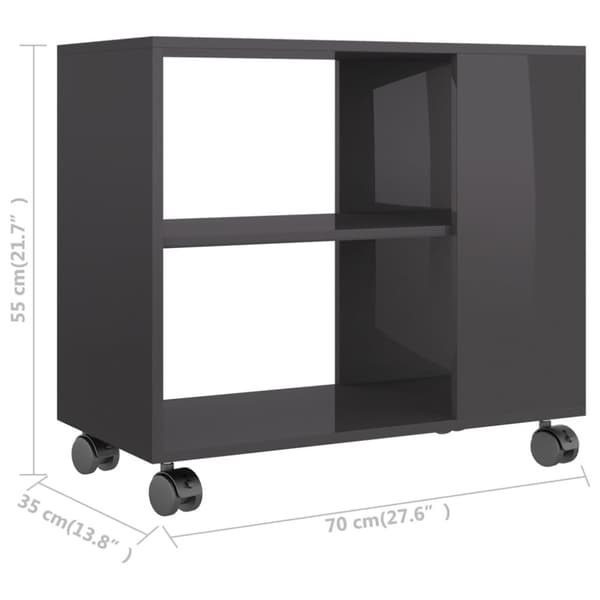 Sivupöytä korkeakiilto harmaa 70x35x55 cm tekninen puu