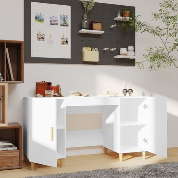 skrivebord 140x50x75 cm konstrueret træ hvid